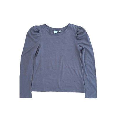 GAP Top 女孩尺寸 XL 12 13 可可棕色长袖可爱水钻套衫 — 第 1/4 张图片