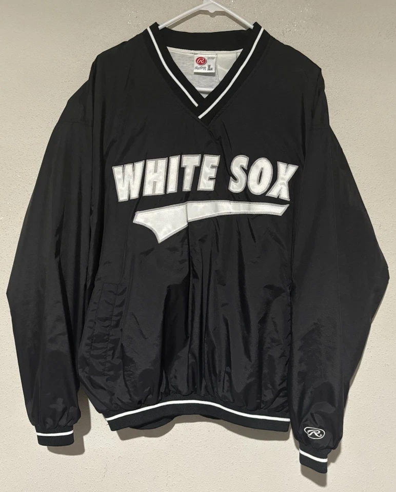 Vintage 90s Mens Size L Rawlings White Sox Pullover Jacket Cc11 - Image 1 of 4