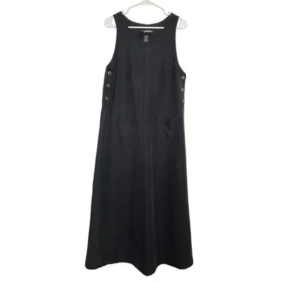 Antigo Vestido Maxi InFocus Preto Macacão Pinafore Clássico Minimalista Atemporal - Imagem 1 de 4