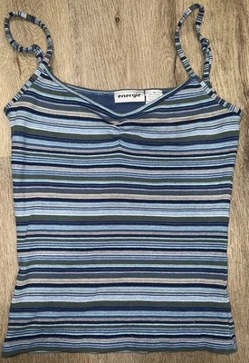 Camiseta sin mangas Y2K con correa de espagueti a rayas tiro bajo mediana Foto 1 de 4