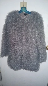 ANN TAYLOR Neu ohne Etikett Kunst Sherpa Fell Teddy Daunen Stepp Wende Jacke Mantel S grau - Bild 1 von 5