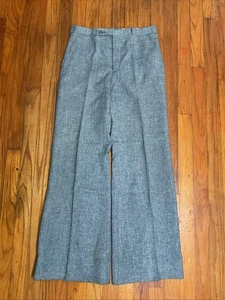 Vintage 1970s Male Big Bell Bottom Blue Wide Leg Wool Slacks Rockabilly Flares - Picture 1 of 7