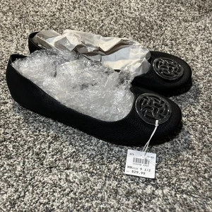 Fioni Mujer Negro Clásico Plano Recortado Medallón Top Detalle Talla 9.5 Nuevo con Etiquetas $30 - Imagen 1 de 6