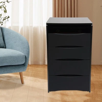 Tocador de maquillaje negro tocador escritorio con tapa abatible espejo iluminado y taburete Foto 1 de 4