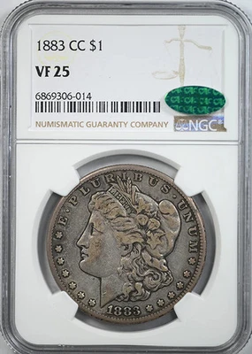 1883-CC Morgan Dollar $1 NGC VF25 CAC - Image 1 of 4