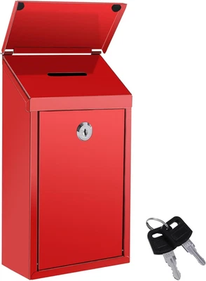 Metal Donation Box Locking Suggestion Box with Slot and Lock with Key Wall - Image 1 of 4