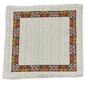 Vintage Tan Orange Brown Floral Border Placemats/Napkins Set 4 MCM 12x12” Retro - Picture 1 of 13