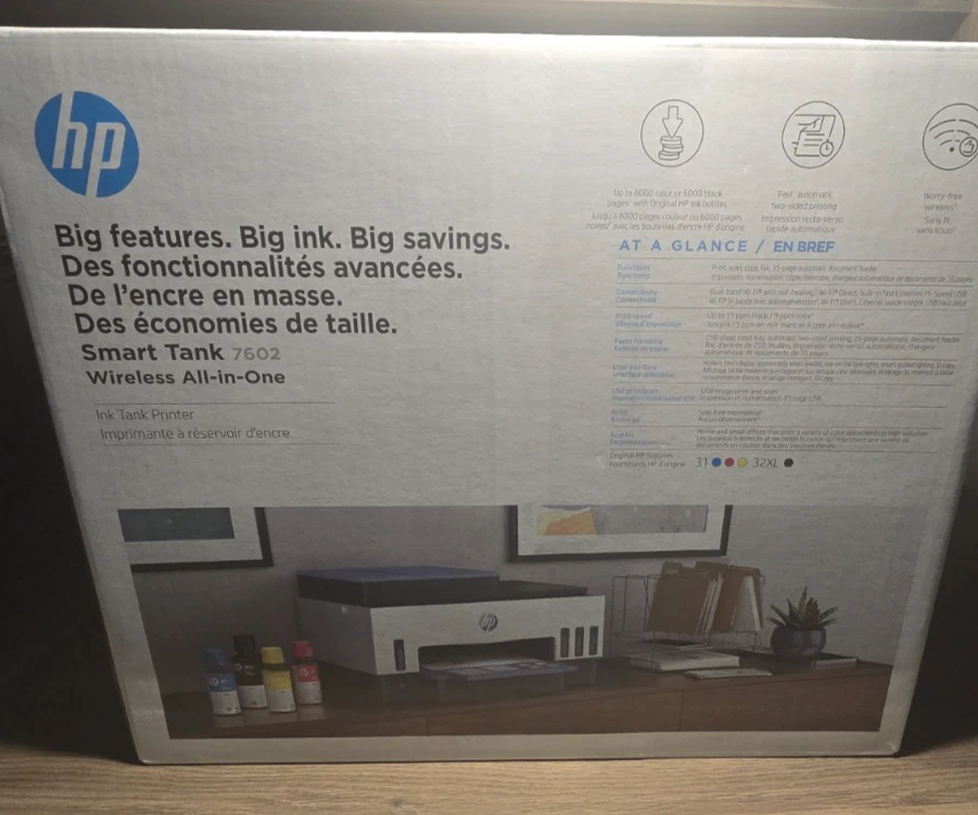 HP Smart Tank 7602 Wireless All-in-One Ink Tank Printer Scanner Copier with 2
