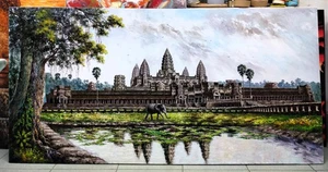 Pallet Knife Impressionism on Canvas of Angkor Wat 1 m x 2 m - Picture 1 of 8