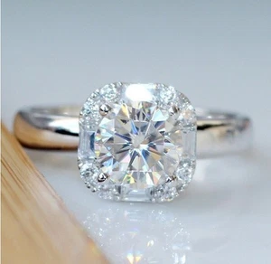 Plated Silver White Moissanite Engagement Wedding Ring Queen Gift Sz 6-10 - Picture 1 of 11
