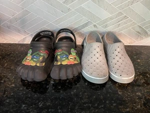 Youth Size 11/12 Lot: Crocs Teenage Mutant Ninja Turtle + Perforated Water Shoes - Picture 1 of 8