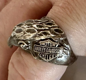 Vintage Size 8.5 Harley Davidson Sterling Silver 925 Biker Ring American Eagle - Imagen 1 de 16