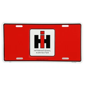 Red License Plate with large IH Logo in center Sign-8320 - Picture 1 of 3