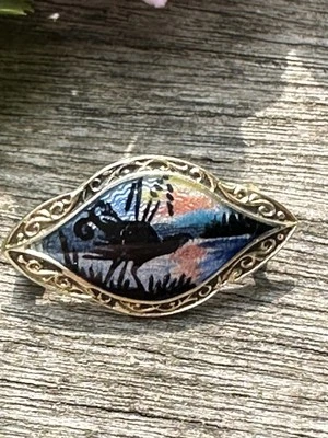 Spilla norvegese in argento sterling smaltato Vintage Estate 1265 - Immagine 1 di 4