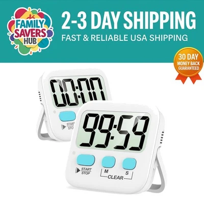 Compact 2-Pack Digital Timers with Loud Alarm & Silent Mode - Battery Included - Image 1 of 4
