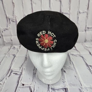 Vintage Y2K Red Hot Chili Peppers Beret Hat Cap Black Stitched Logo Adult Size - Picture 1 of 7