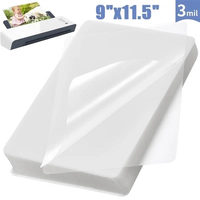 Paquete de 100 hojas transparentes térmicas laminadas en caliente 9"x11,5" letra tamaño 3 mil Foto 1 de 4