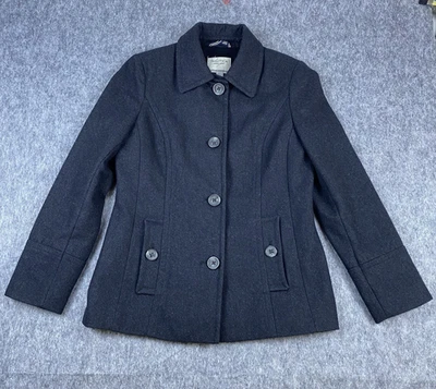 Chaquetón para mujer Nautica mezcla de lana botón delantero manga larga gris oscuro talla M Foto 1 de 4