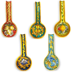 Poggia mestolo in ceramica Caltagirone, h 25 cm ca. (1Unità) con varie opzioni D - Imagen 1 de 15