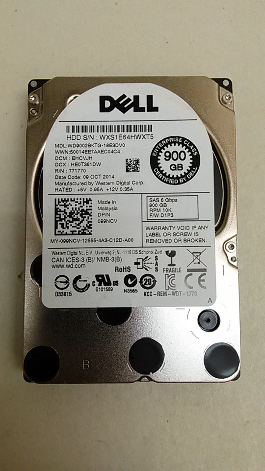 Western Digital Dell WD9002BKTG WD XE 900GB 2.5" SAS 2 Enterprise Hard Drive - Image 1 of 3