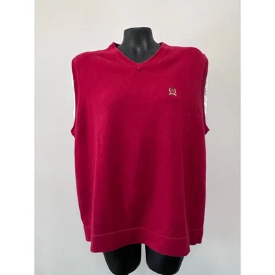 De Colección Tommy Hilfiger Suéter Chaleco Talla L Rojo Cable Tejido Algodón Preppy Y2K Acadamia Foto 1 de 4