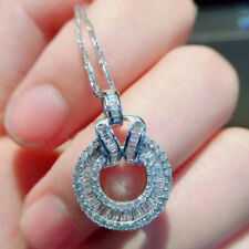 Women Cubic Zircon Necklace Pendant Fashion 925 Silver Filled Party Jewelry