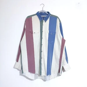 Vintage Wrangler Brushpopper Western Shirt XL Stripe Heavyweight X Long Tails - Picture 1 of 10