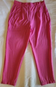 Pantalones Louis Feraud Rosa 100% Lana Para Mujer Talla 12 Cintura 31" Bolsillos De Colección Años 80 - Imagen 1 de 11