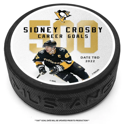 SIDNEY CROSBY PITTSBURGH PENGUINS 500 GOALS 3D TEXTURED HOCKEY PUCK FEB. 15/2022 Cover
