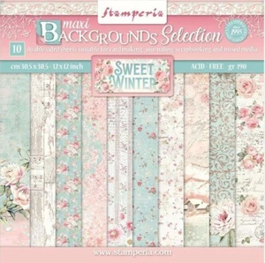 Stamperia SWEET WINTER BACKGROUNDS - 12" X 12" - Double Sided - 10 SHEETS Roses - Bild 1 von 12