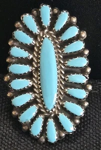 Price Reduce Turquoise and Sterling Silver Ring 10.25 Kingmn turquoise signed HB - Picture 1 of 4