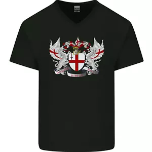 London Coat of Arms England St Georges Day Mens V-Neck Cotton T-Shirt - Picture 1 of 43