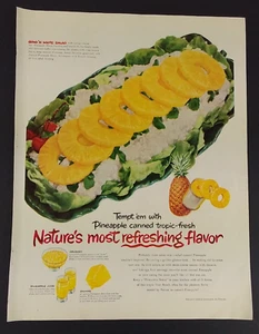 Vintage 1954 Pineapple Gold N White Salad Original Magazine Print Ad - Picture 1 of 3