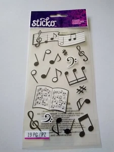 Scrapbooking Stickers Sticko Silhouette Music Notes Black White Book Band - Picture 1 of 1