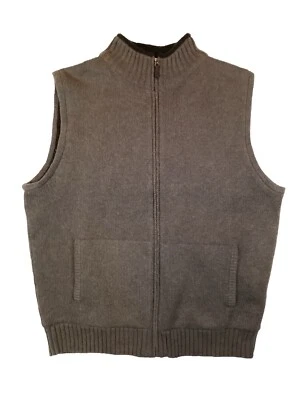 LL BEAN  Men's Vest Full Zip Sweater Medium Lambs Wool Hunting Vest  - Image 1 of 4