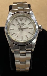 ROLEX OYSTER PERPETUAL 76080 SILVER DIAL STAINLESS STEEL 25mm AUTOMATIC WATCH. - Picture 1 of 14