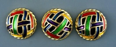 LARGE COLORFUL METAL BUTTONS - SET OF 3 - Image 1 of 3