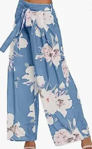 Women's Comfy Lounge Pants Casul Floral Print High Waisted Wide Leg W/ Pockets-L - Picture 1 of 2