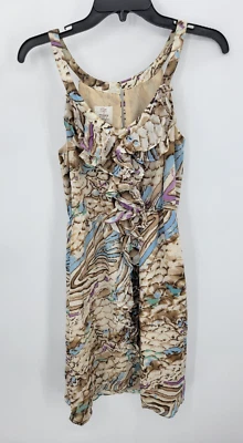 Suzi Chin Dress Womens 4 Sleeveless Silk Patterned Ruffled Fairycore Y2K Party - Image 1 of 4