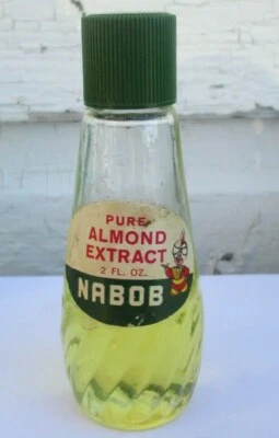 VINTAGE GLASS BOTTLE NABOB ALMOND EXTRACT PAPER LABEL NABOB FOODS VANCOUVER B C  - Image 1 of 4