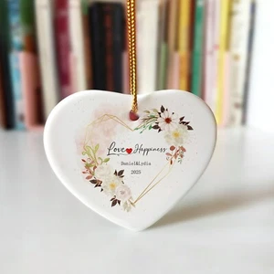 Adorno Corazón Personalizado - Personalizado 3 Líneas Pareja Regalo Boda Recuerdo - Imagen 1 de 4