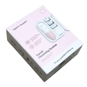 Vanity Planet Facial Cleansing System Rotating Three Brush Heads White & Pink - Picture 1 of 7