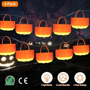 4PACK Halloween Pumpkin LED Lights Battery Operated with Remote Party Decoration - Picture 1 of 13