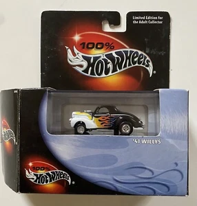 100% Hot Wheels 1941 Willys Cool Collectible Black Box Real Rider 1:64 Scale - Picture 1 of 5
