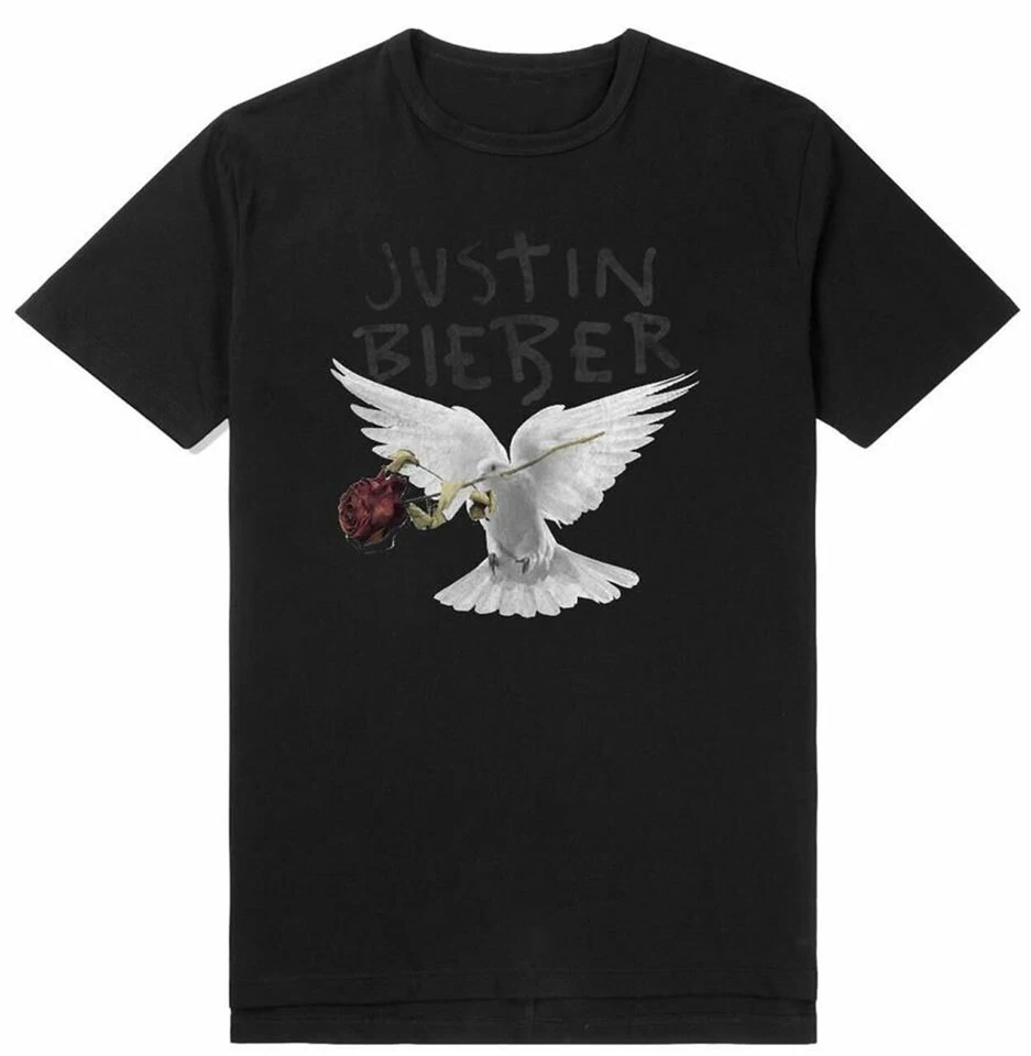 Official Justin Bieber Dove and Dead Mens Black T Shirt Justin Bieber Tee  - Image 1 of 1
