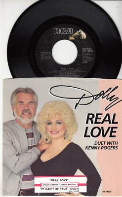 DOLLY PARTON & KENNY ROGERS- REAL LOVE- ORIG 45 WPS - GREAT SHAPE- JUKEBOX STRIP - Image 1 of 2