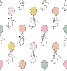 Licensed Disney Fabric - Winnie the Pooh & Balloon Allover White - Springs YARD - Picture 1 of 1