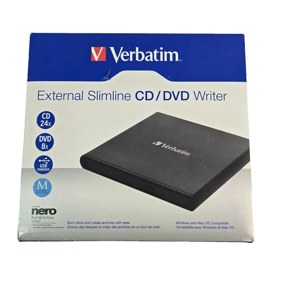 Verbatim 98938 External Slimline CD/DVD Writer - Image 1 of 4