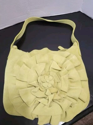 Cartera Suzanne Somers Collection Gamuza Verde Lima Flor 3 Bolsillos Cremallera Foto 1 de 4