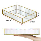 Reeded Glass Glass Cosmetic Organizer Storage Tray Mirrored Tray Make Up Holder 